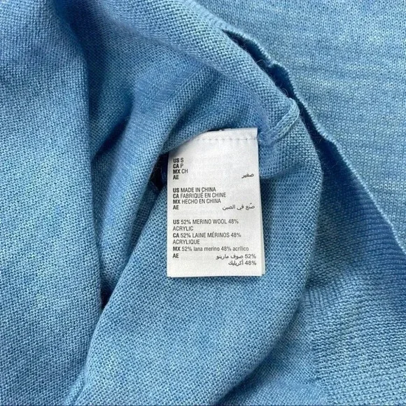 Club Room Blue Merino Wool Blend 1/4 Zip Mens Sweater - Picture 5 of 8